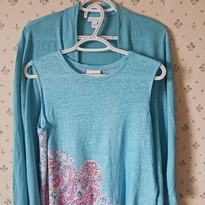 J JILL love linen woman's multicolor linen cardigan and tank top Size M